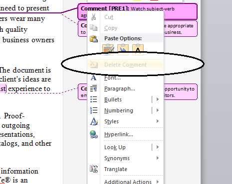 Right click and delte the editor's comment